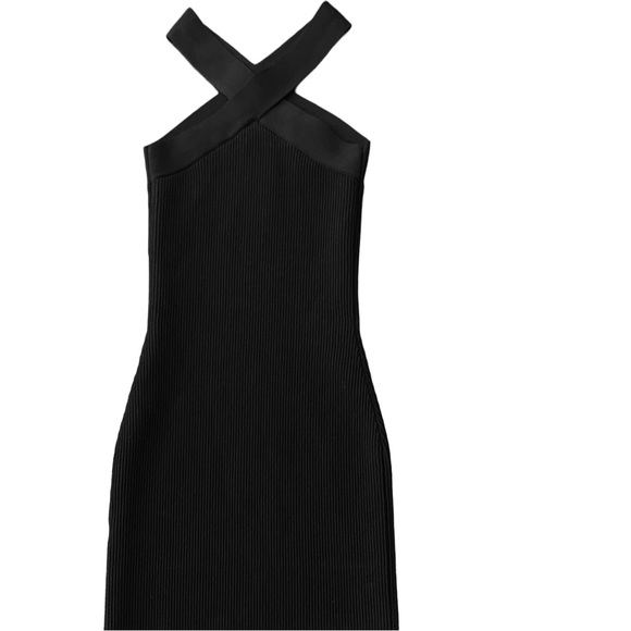 Babaton Sculpt Knit Criss Cross Black Dress, Size XS - Picture 3 of 8